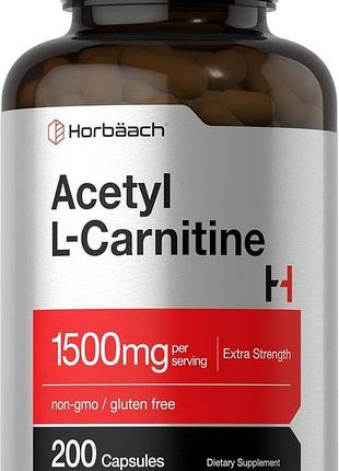 Добавка премиум-класса horbäach acetyl l-carnitine 1500mg 200 капсул