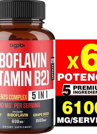 Премиальная добавка для здоровья волос, кожи, ногтей agobi 5in1 riboflavin vitamin b2 120 капсул