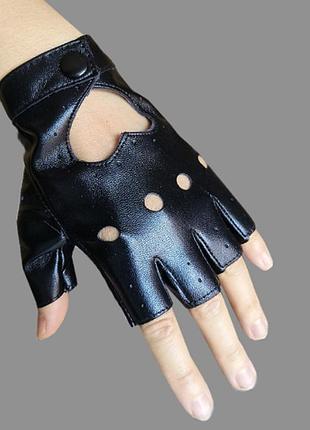 Перчатки беспалые кожаные gloves м черный 04530