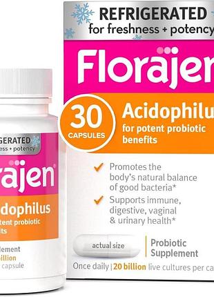 Добавка премиум-класса для здоровья кишечника florajen acidophilus probiotics 30 капсул