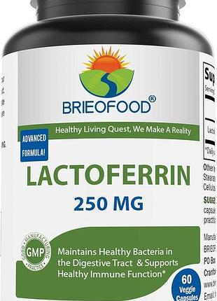 Домішка преміумкласу лактоферин brieofood lactoferrin 250 mg 60 капсул