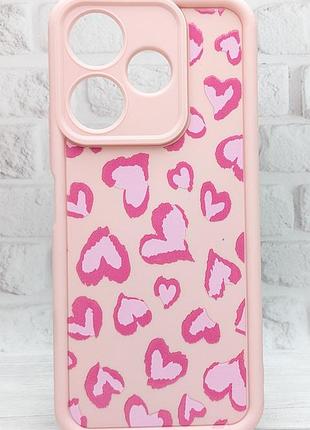 Уценка !!!! чехол shock case print для xiaomi redmi 13 бампер силиконовый светло-розовый рисунок сердца уценка !!!!