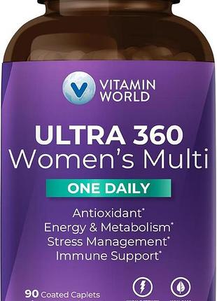 Домішка преміумкласу для підтримки здоров'я vitamin world ultra 360 multivitamin for women one daily 90 таблеток