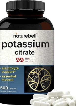 Добавка премиум-класса цитрата калия naturebell potassium citrate 500 капсул