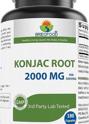 Домішка преміумкласу глюкоманан brieofood konjac root glucomannan 2000 mg 180 капсул