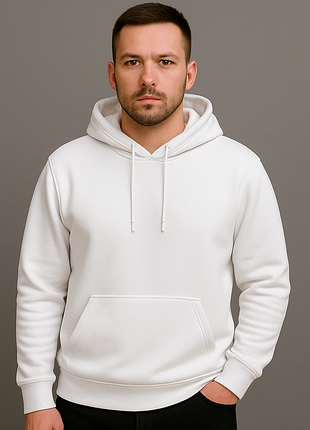 Белое худи oversize | стильное худи двухнитка | унисекс xs-xхl
