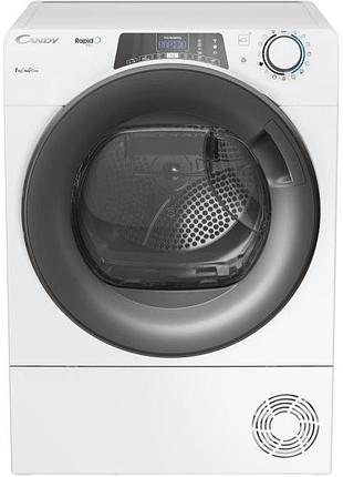 Сушильная машина candy rp4h7a2tre-s тепловой насос, 7кг, a++, 46,5см, дисплей, wi-fi + bluetooth, люк серый, белый