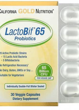 Пробиотик california gold nutrition lactobif probiotics 65 billion cfu 30 капсул (77356801)