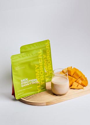 Коктейль для схуднення низькокалорійний поживний mix protein control yummy tropical 150 г, коктейль для зниження ваги