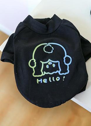 Футболка для котов и кошек что светится в темноте pet style "hello" черная m