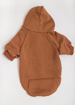 Толстовка с карманом для котов и кошек pet style "однотон" коричневая 2xl