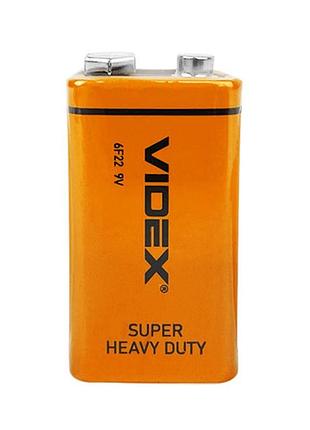 Батарейка крона videx cr-9v 6f22 9в, батарея, солевая