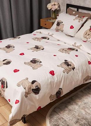Комплект постельного белья moon&star бязь gold люкс bulldog love евро 200х220 наволочки 2х40х60