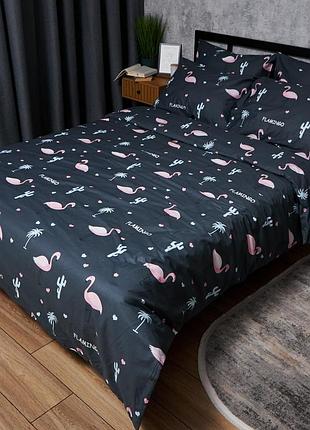 Комплект постельного белья moon&star satin elit flamingo полуторный евро 160х220 наволочки 2х70х70