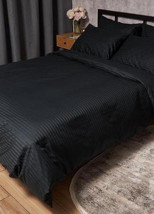 Комплект постільної білизни moon&star satin stripe midnight luxe євро 200х220 наволочки 2х40х60