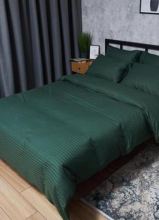 Комплект постельного белья moon&star satin stripe mystic green полуторні 143х210 наволочки 2х50х70