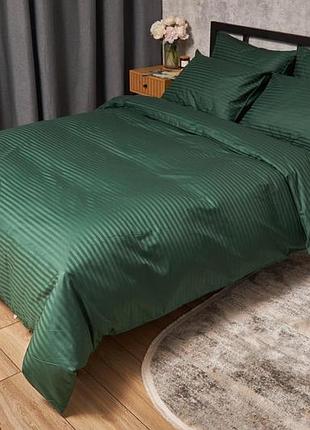 Комплект постельного белья moon&star satin stripe stripe verdant king size 220x240 наволочки 4х50х70