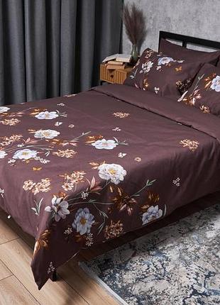 Комплект постельного белья moon&star микросатин premium floral mocha семейный 160х220х2 наволочки 2х50х70