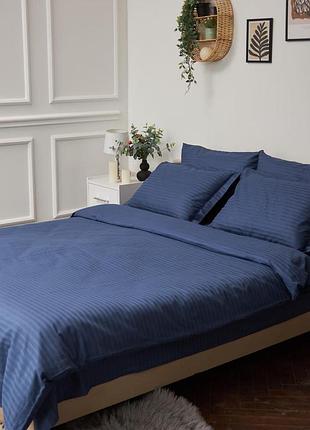 Комплект постельного белья moon&star king size 220x240 наволочки 2х50х70 delfi blue satin stripe