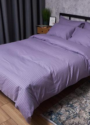 Комплект постельного белья moon&star satin stripe soft lilac двуспальные 175х210 наволочки 2х70х70