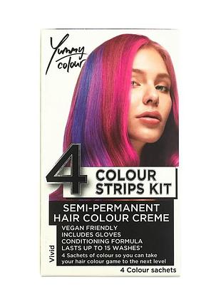Фарба для волосся із 4 кольорових смужок яскрава yummy colour 4 colour strips kit vivid stargazer