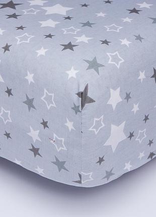 Простынь на резинке moon&star silver stars бязь gold люкс 120х200х20 см