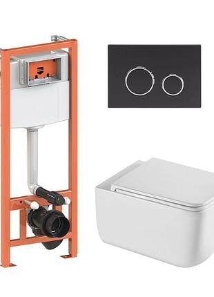 Комплект: qtap gemini ultra quiet унитаз подвесной qt2533076euqw+nest комплект инсталляции 4в1 (клавиша