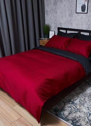 Постільний набір moon&star (простирадло 180х220 + 2 наволочки 70х70) satin stripe dark romance