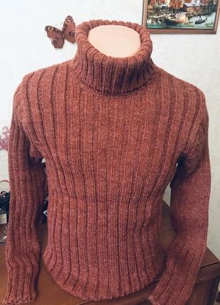 Теплий светр під горло, рубчик 46-482 фото