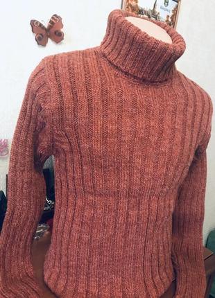 Теплий светр під горло, рубчик 46-483 фото