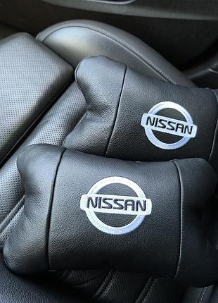 Подушки в авто 2 шт nissan, натуральная кожа, с логотипом ниссан, на подголовник для wy-683 вашей машины top