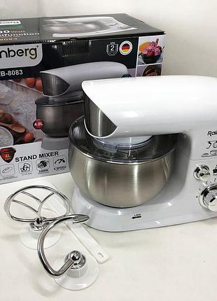 Миксер с режимами скорости rainberg rb-8083 3200 вт, планетарный миксер для тяжелого теста mq-51 top shop ua_