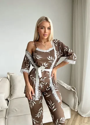 Жіноча піжама трійка eliz ♥️ шоколад 🔥