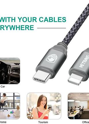 Кабель type-c lightning для iphone 1 м metrans быстрая зарядка кабель для зарядки iphone 5