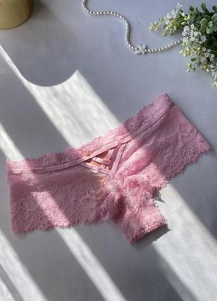 Рожеві трусики шортики мереживні hunkemoller