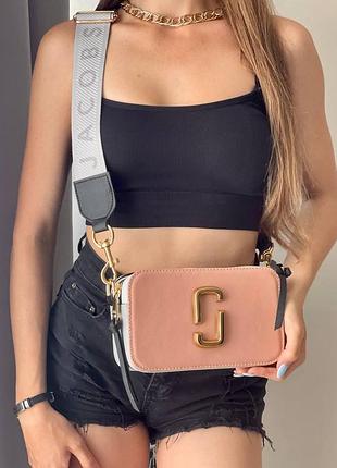Жіноча сумка marc jacobs white pink grey logo