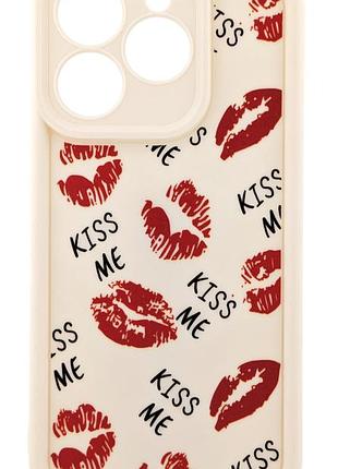 Чехол shock case print для realme 15t бампер силиконовый цвет бежевый kiss me