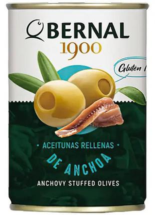 Оливки bernal фаршированные анчоус с/б 292 г,(сухой вес 120 г)