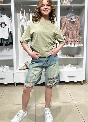 Шорты бермуды голубого цвета для девочки (152 см.) locoloco 6