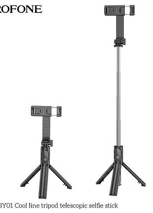 Селфі-монопод borofone cool line tripod telescopic selfie stick dby01 |bt5.2, 70сm, 4.5-7"| (black) black 000012156