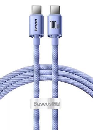 Кабель baseus crystal shine series fast charging type-c to type-c 100w (1.2m) (purple) 35107