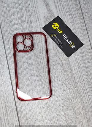 Чохол iphone 13 pro прозоре с окантовкой red 77009