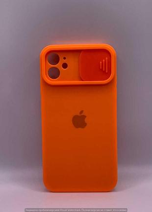 Silicone case slider full camera square side for iphone 11 orange