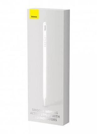 Стілус baseus smooth writing with led indicators + active tip + cable type-c 3a (0.3m) (white) 42549 4