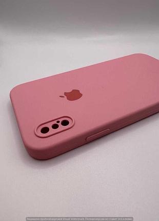 Чохол silicone case square full camera protective (aa) для apple iphone xs / x (5.8") (рожевий / light pink) 40231 40231 4