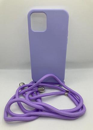 Чохол iphone 12 pro/ 12 wave lanyard light purple 72386