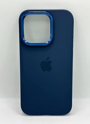 Чохол silicone case full (metal frame and buttons) for iphone 13 pro blue berry