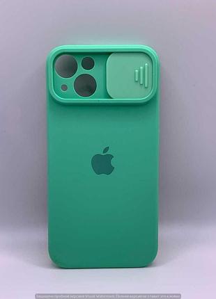 Silicone case slider full camera square side for iphone 13 spearmint