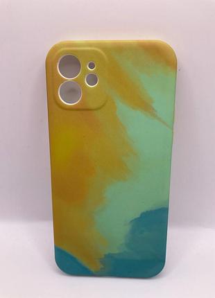 Чохол iphone 12 wave watercolor darck green