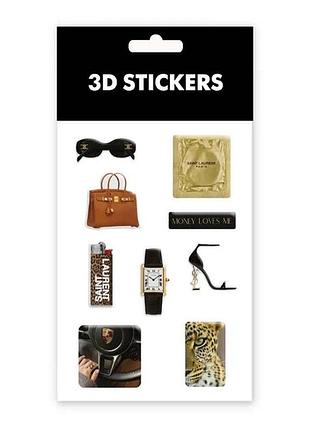 3d стікери "golden glam" набір 11 стікерів sb-66